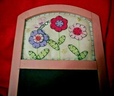 Vintage Wall Art Memo Chalkboard  Enchanted Garden Applique Flowers  Wall Decor • $22.79