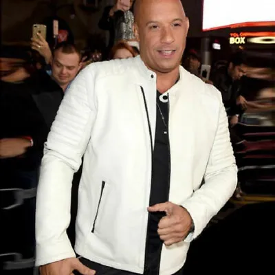 Vin Diesel XXx Celebrity White Leather  Jacket For Men • $290