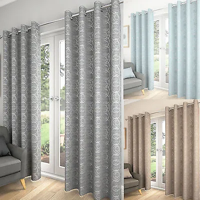 Saturn Eyelet Ready Made Curtains Choice Of Colours & Sizes • £29.99