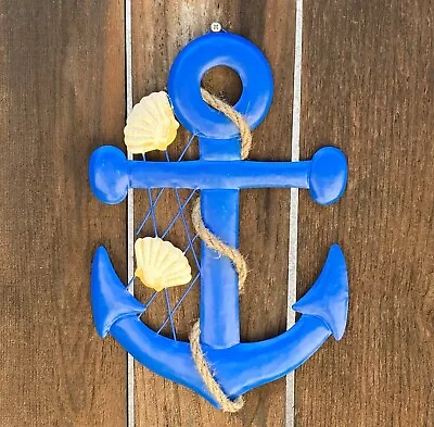 $13.20 • Buy Nautical Anchor Seashell Beach Metal Wall Art Home Decor Blue