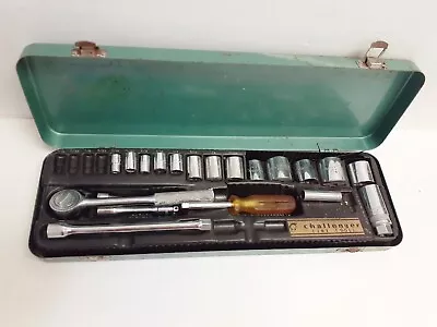 Vintage CHALLENGER Toolbox With Drive Socket Miscellaneous Tools Set 17  • $139