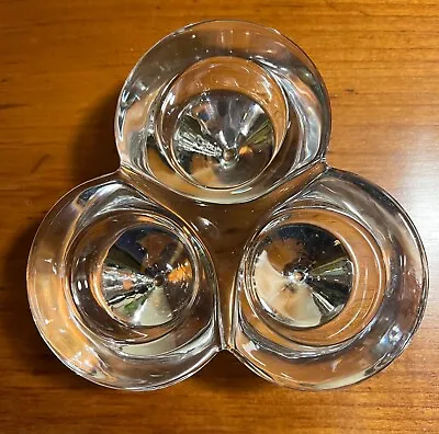 Vintage Unusual Glass Tea Light Candle Holder Three (3) Openings. Heavy& Sparkly • $16