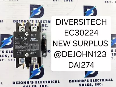 Diversitech Ec30224 2 Pole Contactor 30 Amps Coil: 24v~50/60hz New Surplus • $20