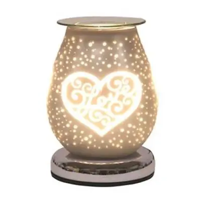 £15.99 • Buy White Satin Aroma Touch Lamp Wax Tart Warmer Scented Oil Burner Diffuser