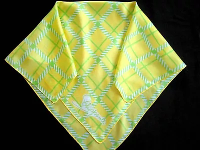 Vintage Schiaparelli Silk Scarf Yellow And Green Plaid • $22.99
