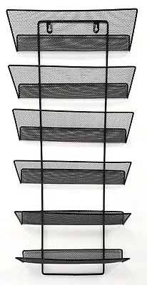 £11.99 • Buy Large Black 6 Tier Mesh Wall Literature Holder /  Pocket Magazine Hanging File 