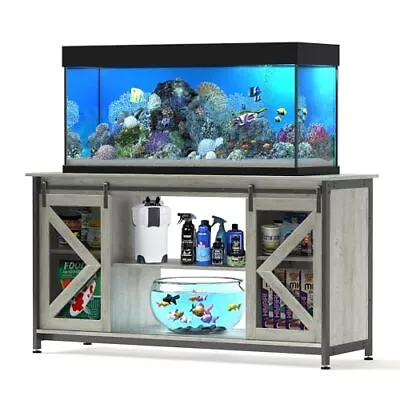 75-90 Gallon Fish Tank Stand With Cabinet Heavy Duty Metal Large Aquarium Grey • $357.58