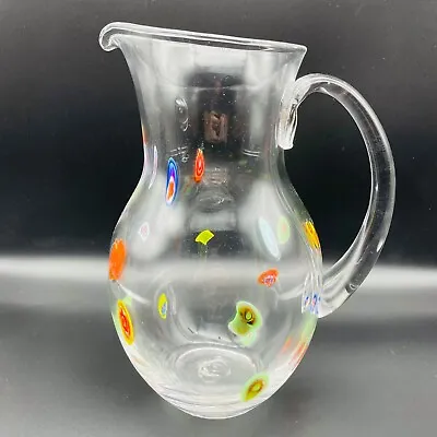 Murano Style Millefiori Large Art Glass Pitcher Jug • $39