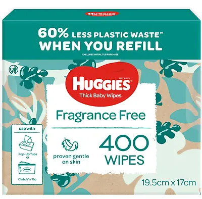 $36.90 • Buy New Huggies Thick & Soft Baby Wipes Fragrance-Free 400 Pack-Baby Wipes