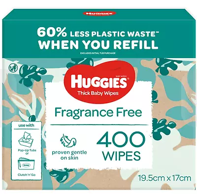 New Huggies Thick & Soft Baby Wipes Fragrance-Free 400 Pack-Baby Wipes • $28.90