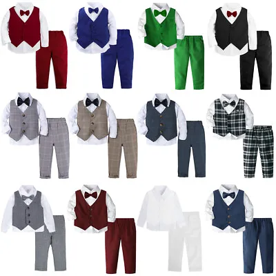 £19.99 • Buy 3PCS Baby Boys Formal Suit Toddler Tuxedo Wedding Christening Blazer Prom Outfit