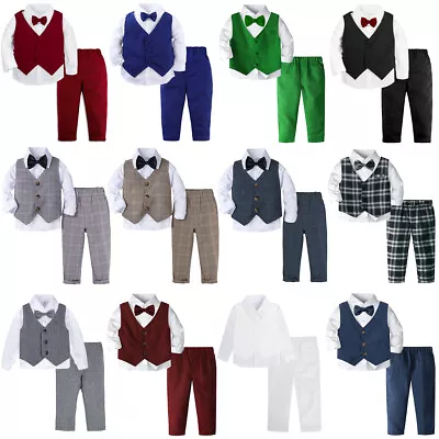 3pcs Baby Toddler Formal Outfits Set Infant Boy Wedding Christening Union Jack • £15.99