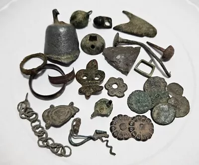Ancient Roman Medieval Artifacts Coins Metal Detecting Finds Job Lot Relics Bell • $34.99