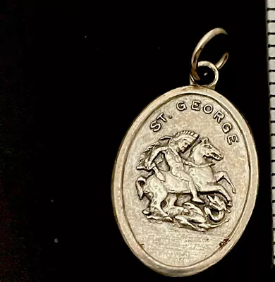 Vintage Catholic St George Silver Tone Medal Italy • $12.99