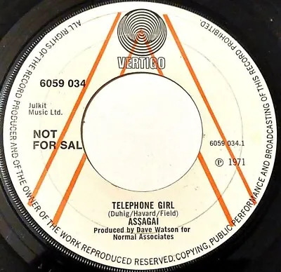 Assagai - Telephone Girl / I'll Wait For You - Uk 7  Demo Vertigo Swirl • $124.44