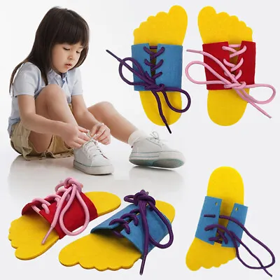 2pcs Learn To Lace Tie Shoes Practice Lacing Children's M6B5 N6H1 Shoelace GB • £2.82