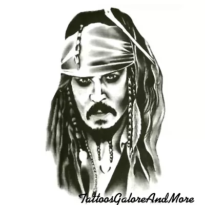 Black Captain Jack Sparrow Nautical Temporary Tattoo Halloween Sailor • £4.99