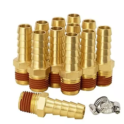 12 Pack Air Hose Fittings 1/4  NPT To 3/8  Barb Hose Barb Adapter With Sealant • $23.50