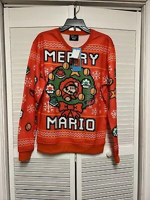 Official Nintendo ThinkGeek Size Medium Merry Mario Ugly Christmas Sweater Men's • $24.90