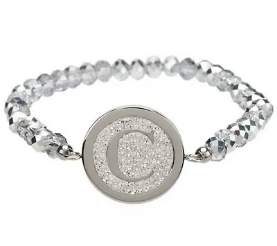 QVC Steel By Design Crystal Initial Stretch Bracelet One Size Fits All  • $27.14