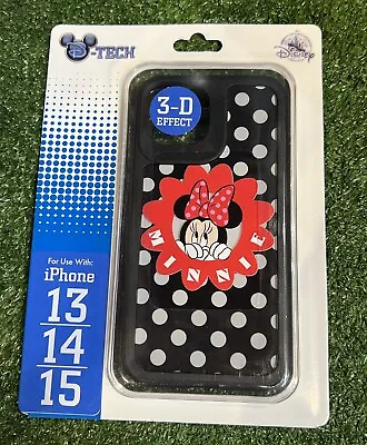 DISNEY PARKS Minnie Mouse Black & White Polka Dot IPHONE 13/14/15 CASE New • $48.95