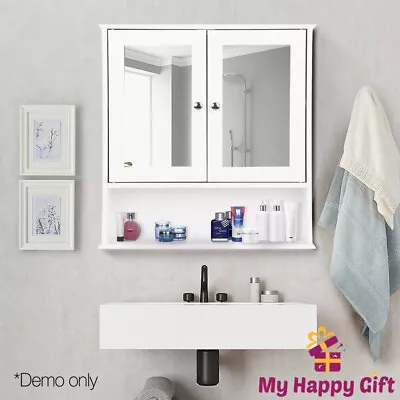 Artiss Bathroom Mirror Cabinet Storage Toilet Cupboard Wall Mounted Shelf • $74.32