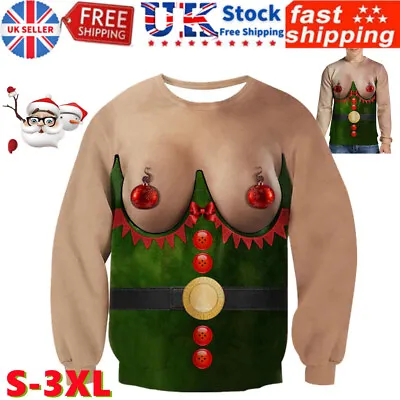 Ugly Christmas Jumper Sweater Mens Women Funny 3D Print Sweatshirt Xmas Pullover • £18.89