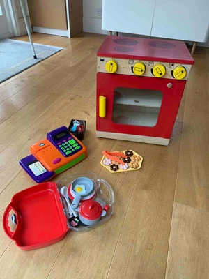 £9 • Buy  Wooden Toy Oven Cooker, With Kitchen Play Items And Play Cash Till