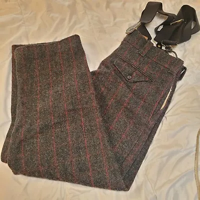 Woolrich Vtg Malone Wool Blend USA Suspenders Hunting Pants Men's 38 X 29 Plaid • $75