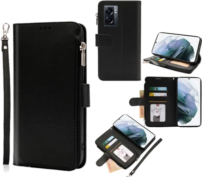 $10.50 • Buy Oppo A57s 5g Full Grain Finish Wallet Case Zipper & Wrist Strap