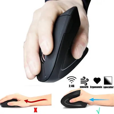 2.4GHz Wireless Ergonomic Design Vertical Optical Mouse Mice Fit Laptop Computer • £7.65