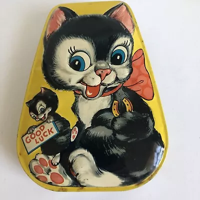 Vintage Horner English Candy Tin Rare Good Luck Cat • $10.50