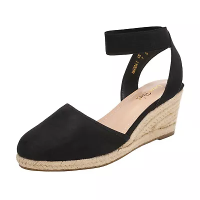 Dream Pairs Women Espadrilles Wedge Sandals Elastic Ankle Strap Close Toe Shoes • $23.19