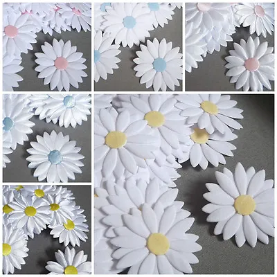  Big APPLIQUES Daisies Flowers Satin Cotton Hairband Sewing Cardmaking Crafts • £2.80