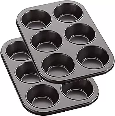 PEBBLE HUG 6 Cupcake Baking Muffin Tray Carbon Steel Non-Stick Durable • £7.99