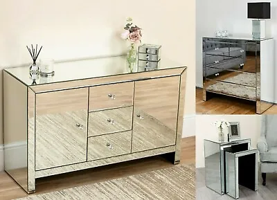 £99.99 • Buy Mirror Chest Of Drawers Sideboard Venetian Nest Of Tables Living Room Furniture