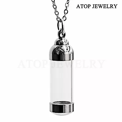 NEW Transparent Glass Urn Necklace For Ashes Cremation Pendant Memorial Jewelry • $10.99