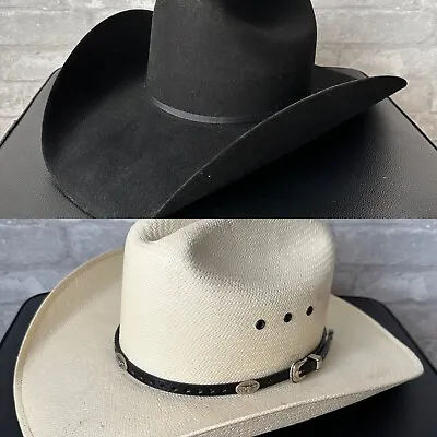 Vtg Resistol 4x Beaver Dalton Cowboy Western Hat 54 6 3/4 L Black Oval *Hat Band • $107.10