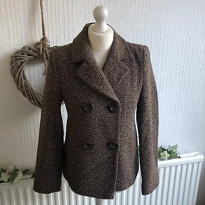 Women’s UK 10 Soon Matalan Brown Short Jacket Wool Mix Button Fastening Lined • £20