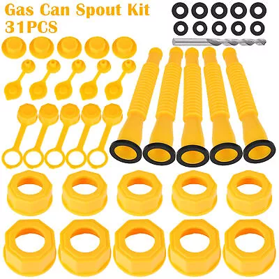 31X Gas Can Spout Kit Nozzle Vent Replacement For Plastic Gas Cans Old Style Cap • $11.89