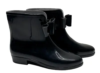 Vivienne Westwood Anglomania X MELISSA Black Bow Rain Ankle Boots Sz 7 US • $49.95