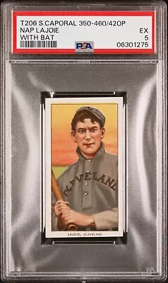 1909 T206 Nap Lajoie With Bat PSA 5 - Stunning Color! New Case! • $5500