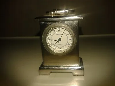 Vintage Imperial Quartz Miniature Silver Tone Brass Clock. (A28) • £9.99