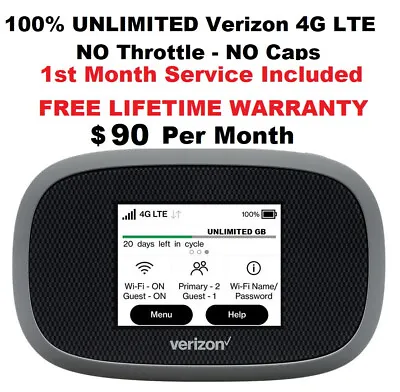 Verizon UNLIMITED DATA 4G LTE RV Internet Home Business Router Hotspot $90/Month • $84.99