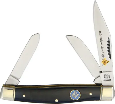 Rough Rider Masonic Stockman Blue Bone Handle Stainless Folding Blade Knife 1764 • $22.85