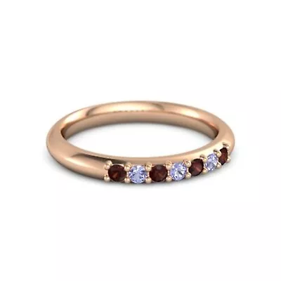 Red Garnet Tanzanite Eternity Band Ring 925 Silver Jewelry Christmas Gift • £41.66