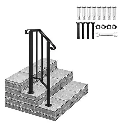 Iron Step Handrail Stair Railing For 1-2 Step Handrail Outdoor Deck Hand Rail • $45.99