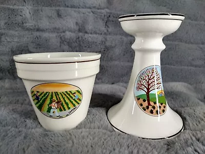 Villeroy & Boch Laplau Candlestick Holder 5  Anno & Flower Pot Depuis 1748 CF • $36