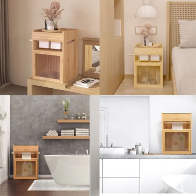 $28.89 • Buy Toilet Paper Holder Bedside Tables Side Table Nightstand Wood Storage Cabinet