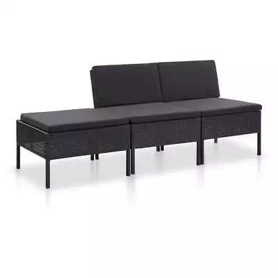 VidaXL 3 Piece Garden Lounge Set With Cushions Poly Rattan Black • $254.95